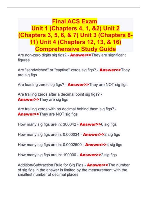 Final ACS Exam Unit 1 (Chapters 4, 1, &2) Unit 2 (Chapters 3, 5, 6, & 7 ...