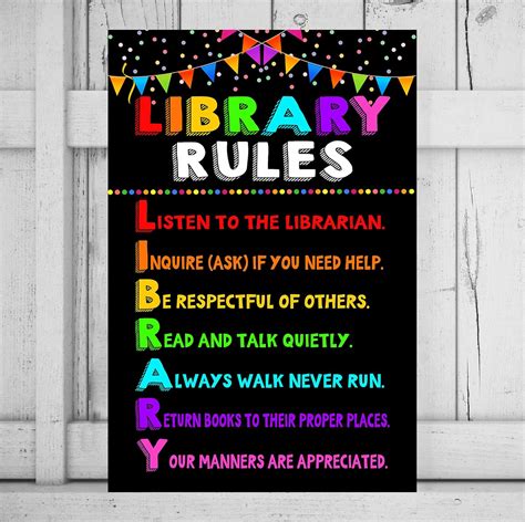 Library Rules Poster 的图像结果