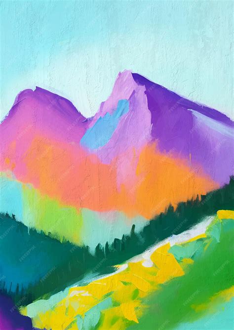 Premium Photo | Colorful modern abstract landscape painting