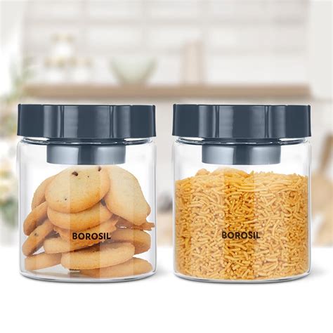 Buy Borosil EasyScoop Endura Glass Jar with PP Lid & Scoop Cup, Set of ...
