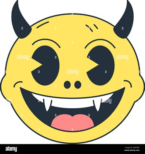 Cute smile baby devil yellow head cheerful spooky monster cartoon ...