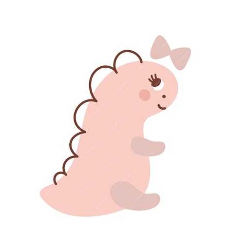 Vektor süßes Baby Mädchen Dinosaurier mit Schleife auf dem Kopf ...