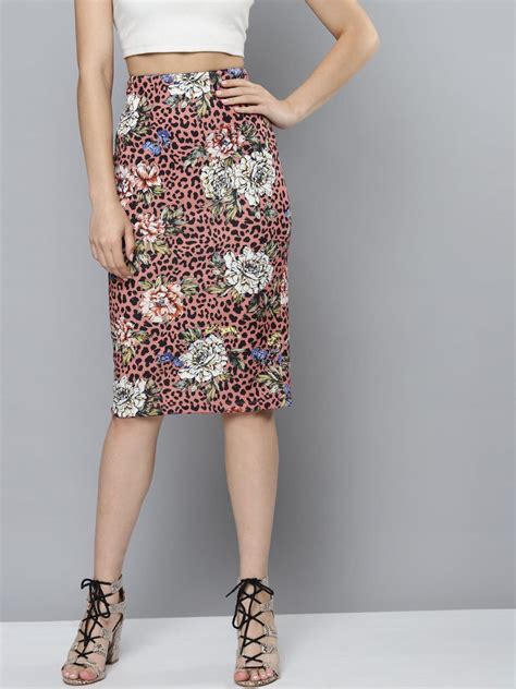 Buy Women Pink Scuba Animal Floral Pencil Skirt Online At Best Price ...