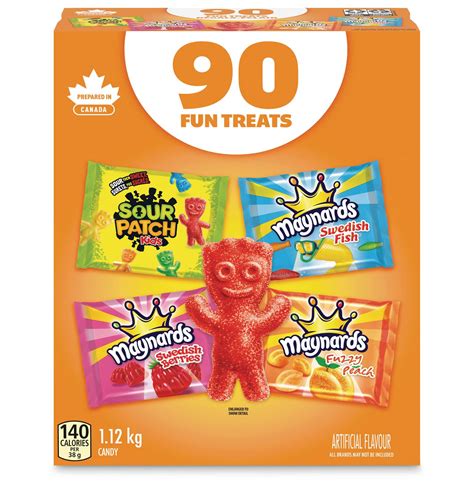 Maynards Assorted Mini Swedish Berries/Swedish Fish/Sour Patch Kids/Fuzzy Peach, Variety Pack ...