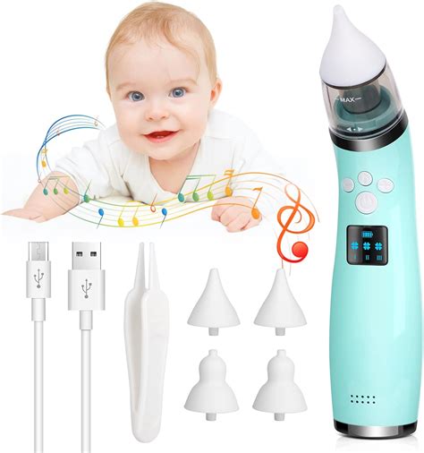 Baby Nasal Aspirator, Electric Nose Sucker for Newborns with 4 Silicone ...