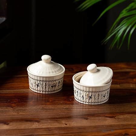 Buy ExclusiveLane 'Warli Village Tales' Handcrafted Ceramic Pickle Jar ...
