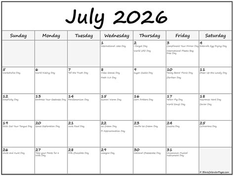 July 2026 with holidays calendar