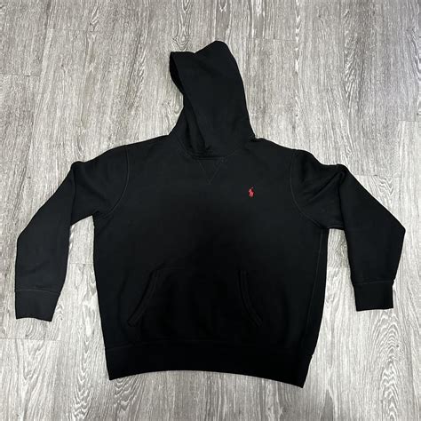 Black polo hoodie - Depop