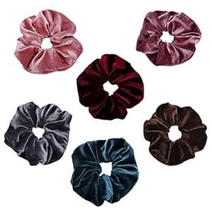 FAMEZA Velvet Elastics Soft Suede Multicolour Hair Scrunchies for Women ...