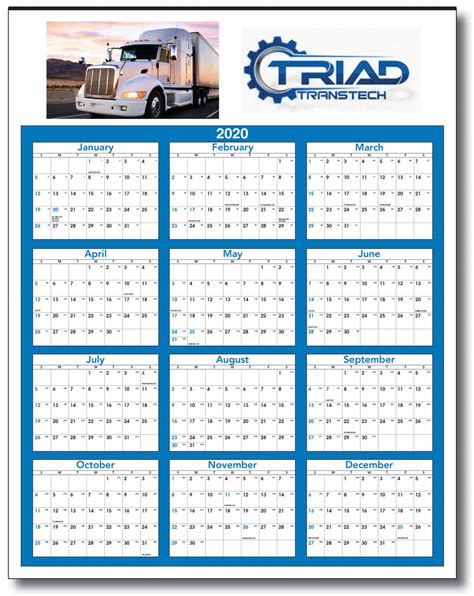 Full Color Year View Calendar - A28C | fivetownsprinting.com