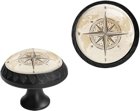 Elohiym 6 Pack Black Drawer Pulls Knobs, Vintage Nautical Compass ...