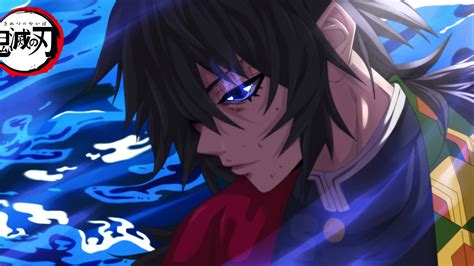 Demon Slayer Giyuu Tomioka With Blue Eyes With Background Of Blue HD ...