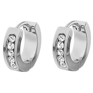 Buy Peora Silver Plated Cubic Zirconia Studded Hoop Huggie Bali ...