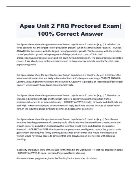 Apes Unit 2 FRQ Proctored Exam| 100% Correct Answer - Apes Unit 2 FRQ ...
