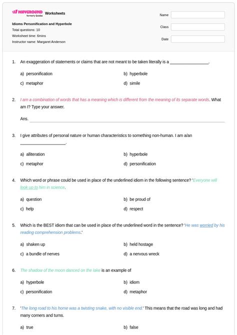 50+ Idioms worksheets for Class 4 on Wayground | Free & Printable