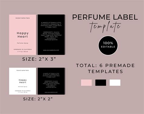 EDITABLE Perfume Label Template Stylish Custom Perfume Label - Etsy