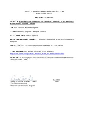 Fillable Online Water Programs Emergency and Immine - USDA Rural ...