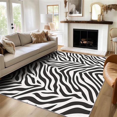 Amazon.com: Zebra Print Rug 2x3 Throw - Black and White Zebra Striped ...