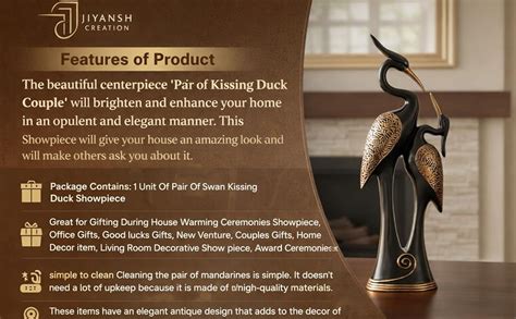 JIYANSH Creation Duck Swan Pair Showpiece - Lucky Kissing Love Birds ...