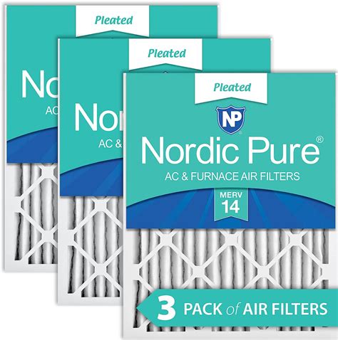 Nordic Pure 20x25x2 MERV 14 Pleated AC Furnace Air Filters 3 Pack ...
