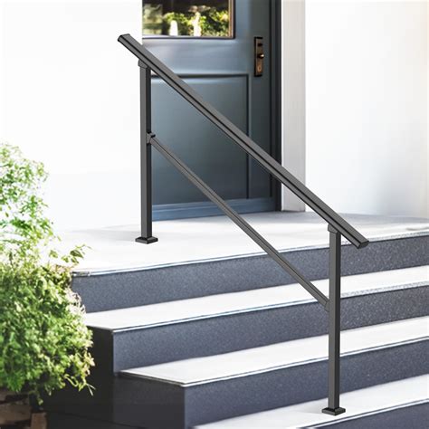 ZeroPone Upgrade 4 Steps Outdoor Handrail for Outdoor Steps?Black ...