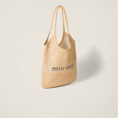 Natural Ivy Raffia-effect And Linen Bag | Miu Miu