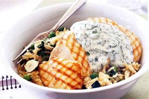 Barbecue chicken with Persian rice salad