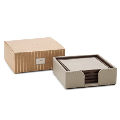 Shop Set Of 4 Beige Faux Leather Coasters - at Best Price Online in India