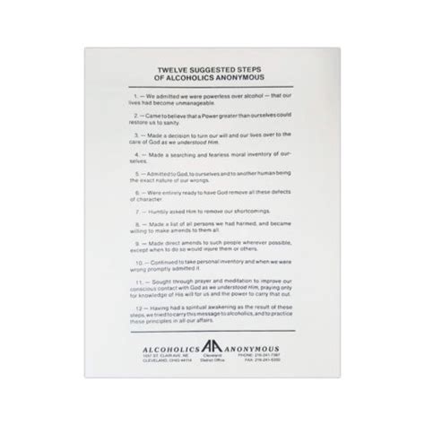 AA Preamble (6 x 9) Laminated - Alcoholics Anonymous Cleveland