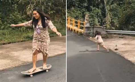 Funny viral video on instagram skating girl fall on road will made you ...
