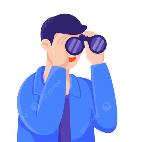 Man With Binoculars Looking To Discover Microstereoscopic, Telescope ...