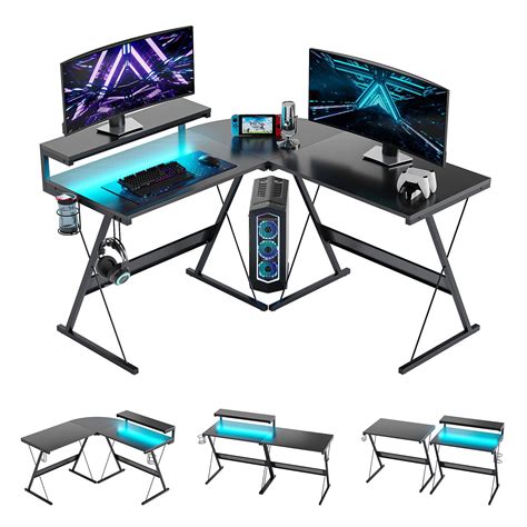 Bestier L-Shaped Gaming Computer Desk with Monitor India | Ubuy