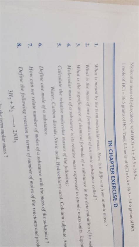 Hydrochloric Acid Molar Mass