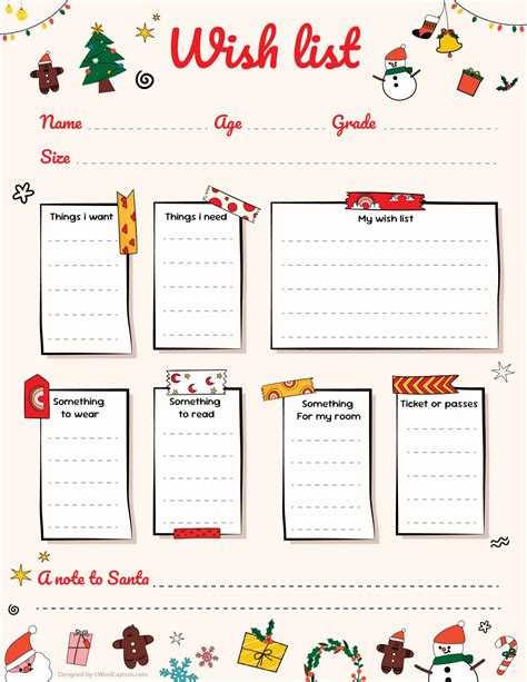 Free Printable Christmas Wish List Templates