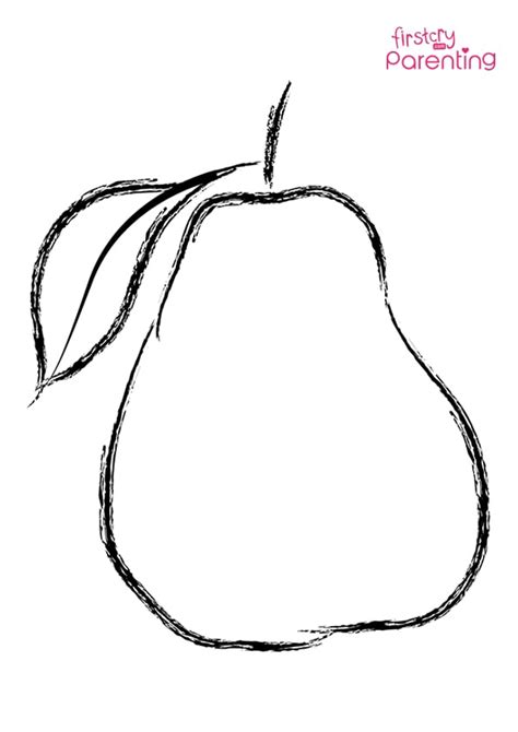 Pear With Leaf Coloring Page for Kids | FirstCry Parenting