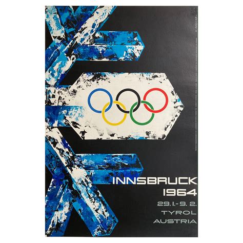 Original 1964 Olympic Travel Ski Poster Austria, Jaruska at 1stDibs