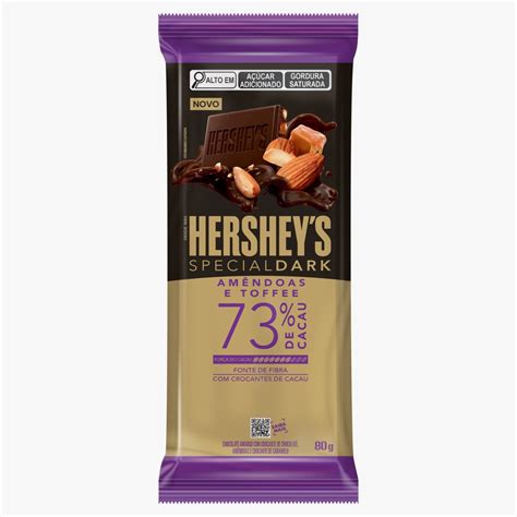 Barra de chocolate special dark 73% Amêndoa e Toffee de 80g - Hershey's