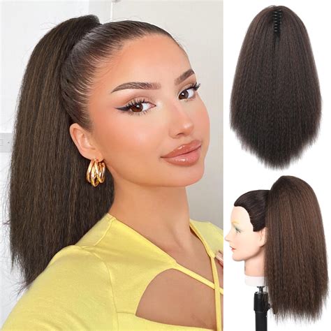 Amazon.com : FANCEE Yaki Straight Claw Clip Ponytail Extension for ...