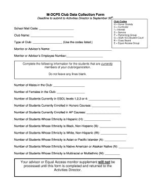 M-DCPS Club Data Collection Form - Fill Out, Sign & Share Online ...