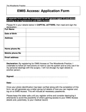 Fillable Online EMIS Access: Application Form Fax Email Print - pdfFiller
