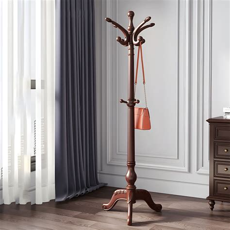 Solid Wood Entry Coat Rack Traditional Style Simple Living Room Floor ...