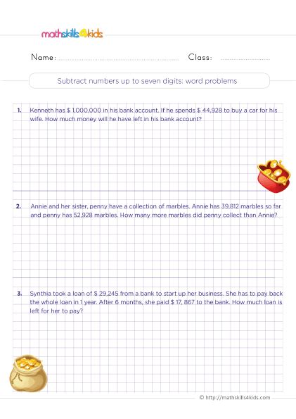 Image result for Subtraction Work Problem Worksheet Grade 4