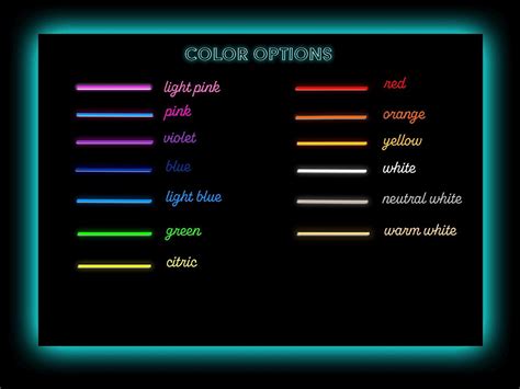 Image result for LED Neon Color Chart
