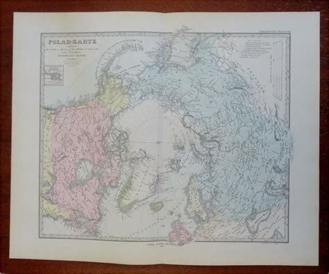 North Pole Greenland Russia Canada Alaska Svalbard 1879 Stieler detailed map: (1879) Map ...