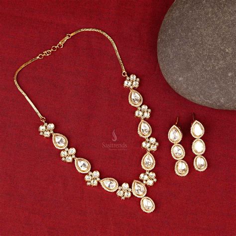 High Gold Plated Floral Kundan Jewellery Set - Elegant & Festive ...