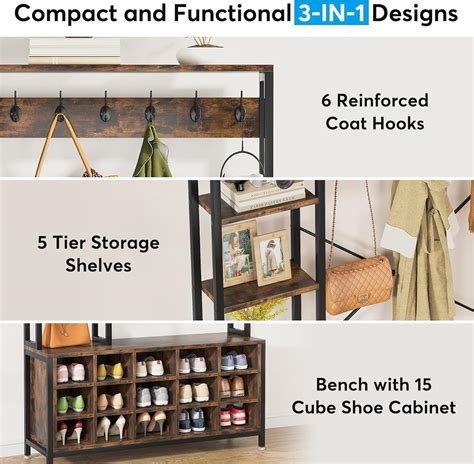 Buy Tribesigns Entryway Hall Tree with Bench and Shoe Storage Bench ...