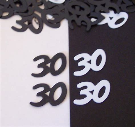 Number 30 Confetti, 30th Birthday Confetti in Black and White