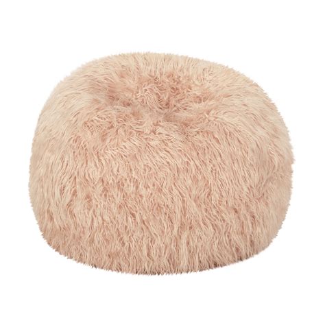 Buy Dundas Modern Glam 3 Foot Faux Fur Bean Bag, Pastel Pink Online in ...
