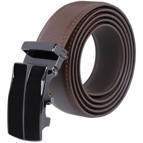 Labnoft Men's Stylish Auto-Lock Pu Leather Belt Without Holes, Brown