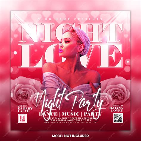 Premium PSD | Valentine party flyer social media template